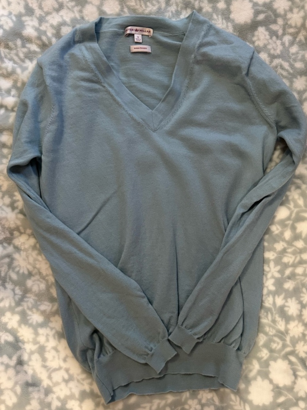 Peter Millar Merino Wool V-Neck Sweater Blue S EUC - Picture 7 of 8